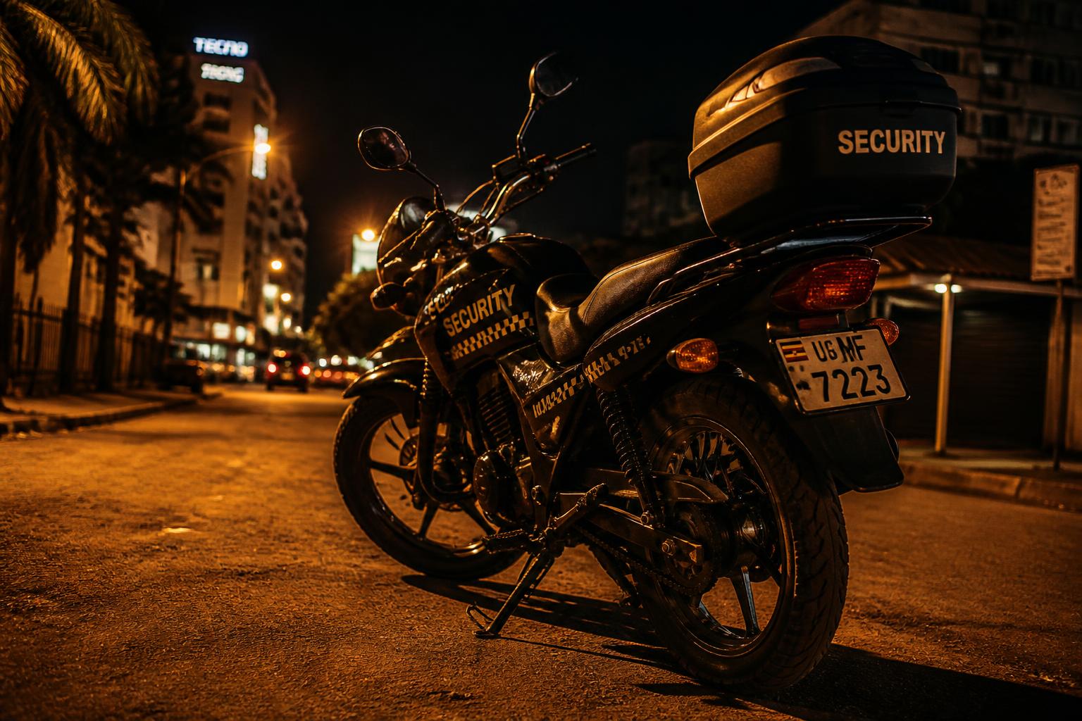 Moto stationnée la nuit dans une rue de ville